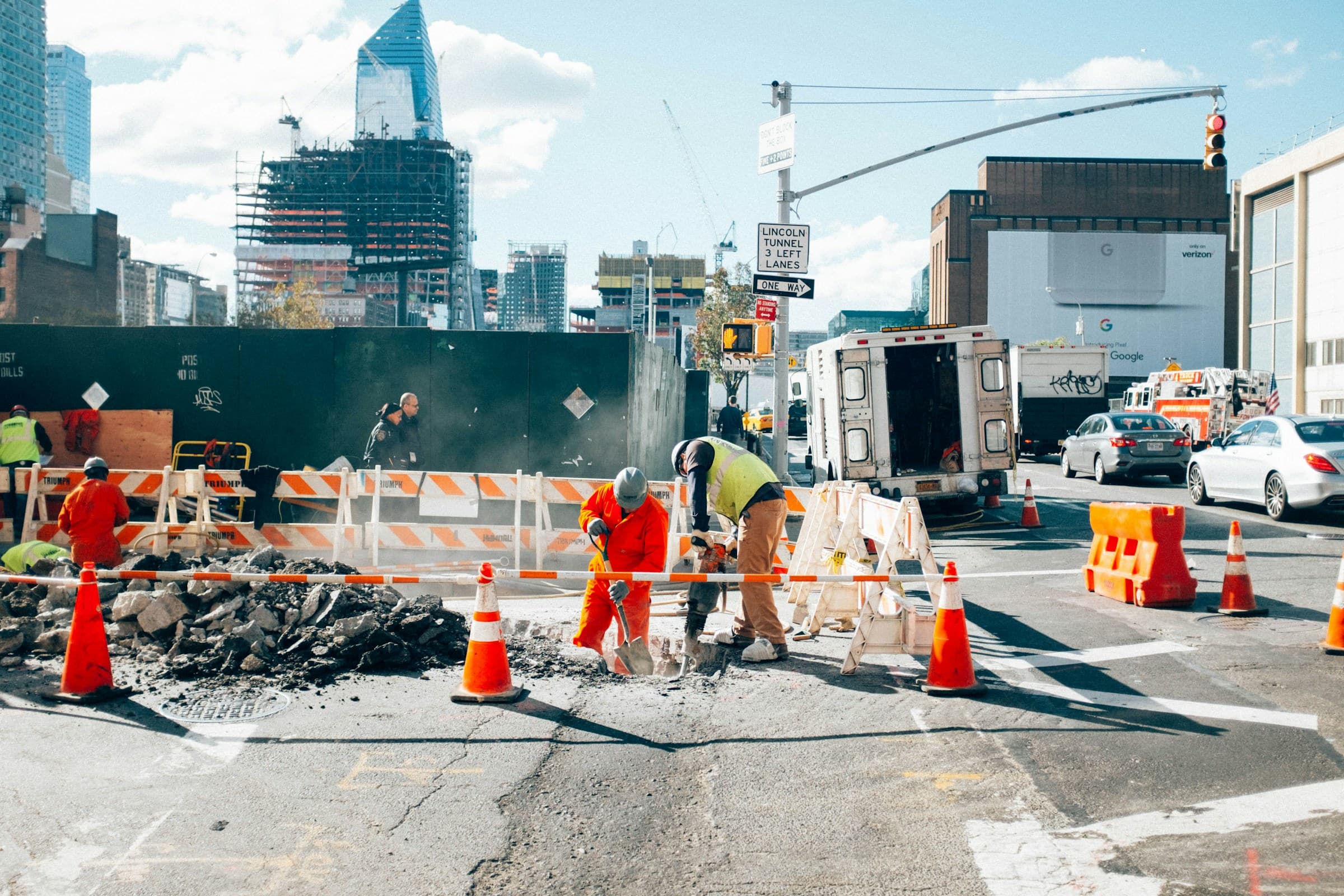 Construction site with workers